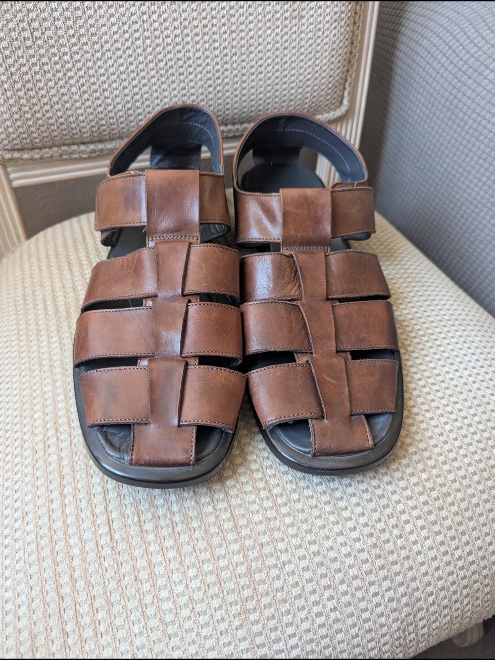 To Boot Brown Woven Leather Fisherman Sandals